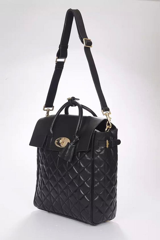 2014 A/W Mulberry Large Cara Delevingne Bag Black Quilted Lamb Nappa